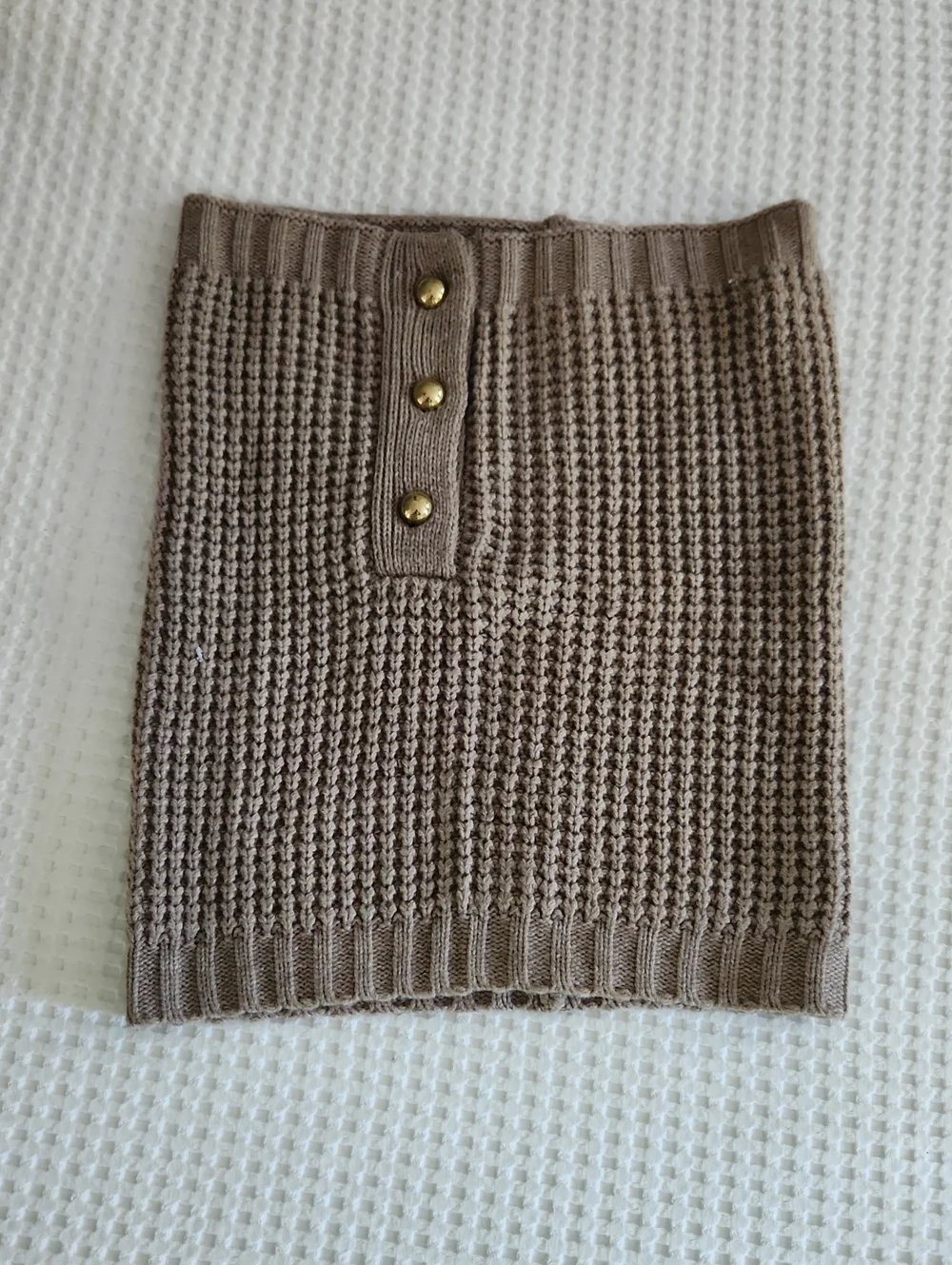 New York & Company Taupe Button-Accent Knit Scarf